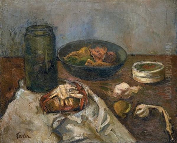 Nature Morte Au Bocal Et Plateau De Fruits - view 1