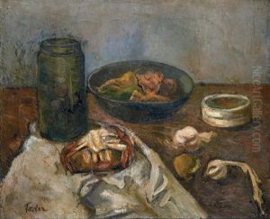 Nature Morte Au Bocal Et Plateau De Fruits by Adolphe Feder