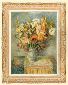 Flowers In A Vase by Adolphe Feder