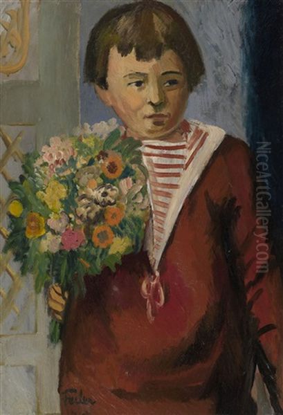 Boy With Flowers - view 1