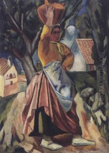 Femme Dans Un Paysage by Adolphe Feder