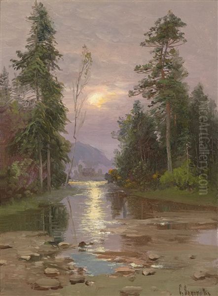 Flusslandschaft In Der Abenddammerung - view 1
