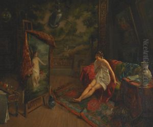 Model Admiring Her Portrait Portrayed As "diana The Huntress"
