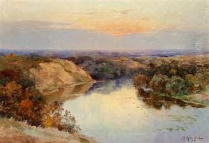 River Landscape With Figures In A Boat River Landscape With Figures In A Boat