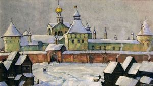 Winter In Old Russian Town by Fedor Fedorovich Fedorovsky