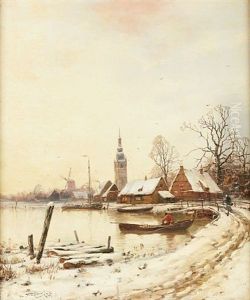 Barque Sur Le Lac En Hiver by Richard Fehdmer