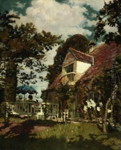 Sommeridylle. Zwei Damen Im Bluhenden Garten Eines Landhauses Sommeridylle. Zwei Damen Im Bluhenden Garten Eines Landhauses