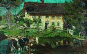 Am Dorfbach by Friedrich Fehr