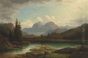 Rotwild Am Gebirgssee
