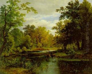 Aulandschaft Mit Rotwild Im Vordergrund