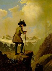 Anastasius Grun, Eigentlich Anton Alexander Graf Von Auersperg Auf Dem Loser, Im Hintergrund Das Dachsteinmassiv by Joseph Feid