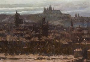 A View Of Prague Castle With The Lesser Town by Stanislav Feikl
