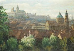A View Of Prague Castle With The Lesser Town by Stanislav Feikl