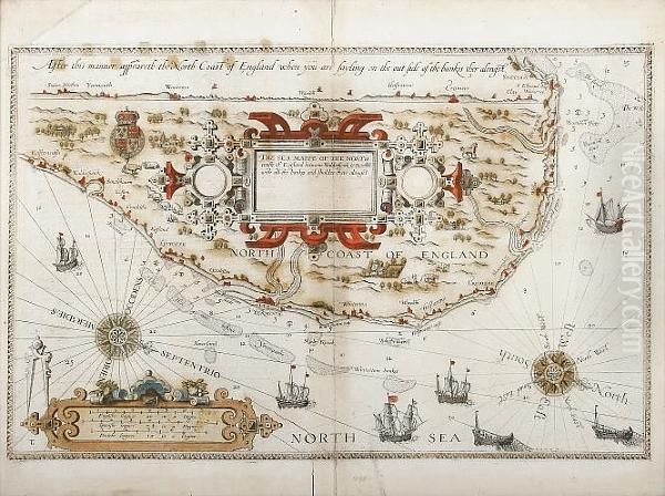 The Sea Mappe Of The North Coaste Of England Betweene Walderswick & Burnhame. - view 1