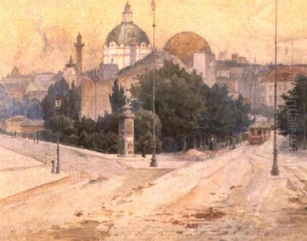 Blick Vom Getreidemarkt Auf Die Secession Und Die Karlskirche - view 1