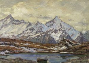 Weisshorn Und Rothorn Im Wallis by Carl Friedrich Felber