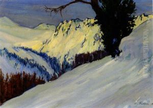 Verschneite Hochgebirgslandschaft An Einem Sonnigen Tag by Carl Friedrich Felber