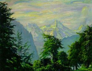 Sommerliche Gebirgslandschaft Bei Wengen by Carl Friedrich Felber