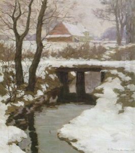 Bach Im Winter (schleisheimer Kanal) by Carl Friedrich Felber