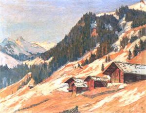 Vorfruhling In Adelboden Mit Blick Gegen Hahnenmoos by Carl Friedrich Felber