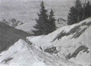 Hohenweg In Winterlandschaft by Carl Friedrich Felber