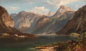 View Of The Hallstatter See With Schlos Grub In The Background