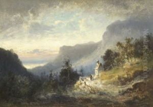 Gebirgslandschaft by Ferdinand Feldhuetter