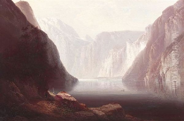 Der Konigssee Mit Wanderer Am Einem Marterl - view 1