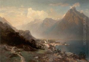 Blick Auf Fluelen Am Urner See Mit Bristenstock by Ferdinand Feldhuetter