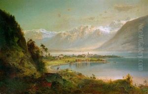 Blick Uber Einen Schweizer Alpensee Mit Promenade