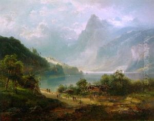 Schweizer Alpensee Zu Fusen Eines Steilen Gebirgsmassvis