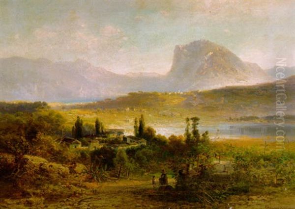 Alpenseelandschaft In Zartem Sonnenlicht - view 1