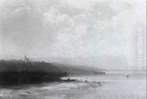 Gebirgssee Mit Einem Kloster