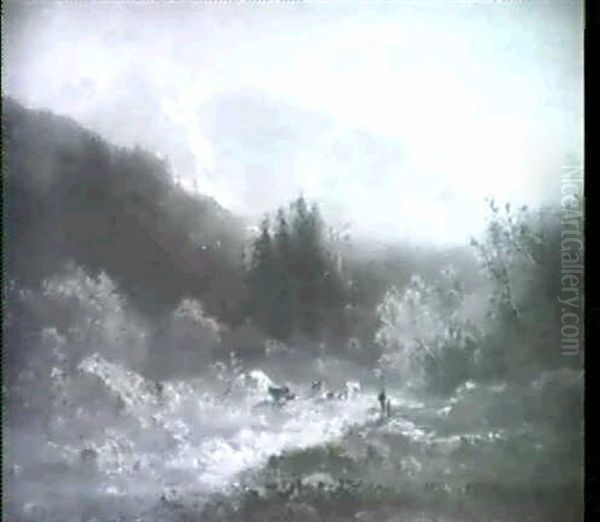 Gebirgslandschaft Mit Kuhen - view 1