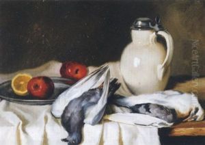 Stillleben Mit Krug, Apfeln Und Toten Vogeln by Roman Feldmeyer