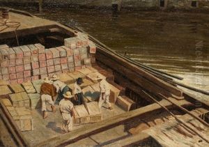 Men At Work In Pernambuco Harbour by Mariano Felez