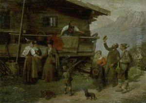 Ankunft Der Sommerfrischler Auf Der Alm by Paul Felgentreff