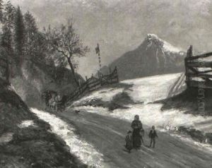 Postkutsche Im Winterlichen Gebirge
