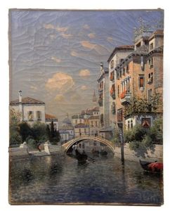 Gondolas On A Venetian Canal by Karl Eugene Felix