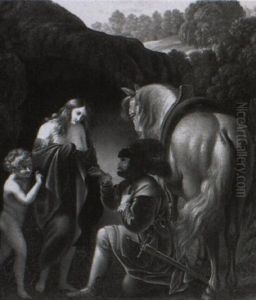 Begegnung Der Hl. Genovefa Und Ihrem Sohn Schmerzenreich by Ferdinand August Michael Fellner