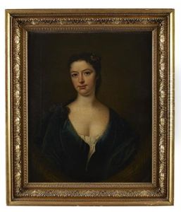 Portrait Of Isabella Blair In A Blue Dress by James Fellowes