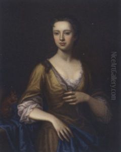 Portrait Of Margaret Aldersey In A Yellow Dress And Blue Wrap, A Squirrel By Her Side Portrait Of Margaret Aldersey In A Yellow Dress And Blue Wrap, A Squirrel By Her Side