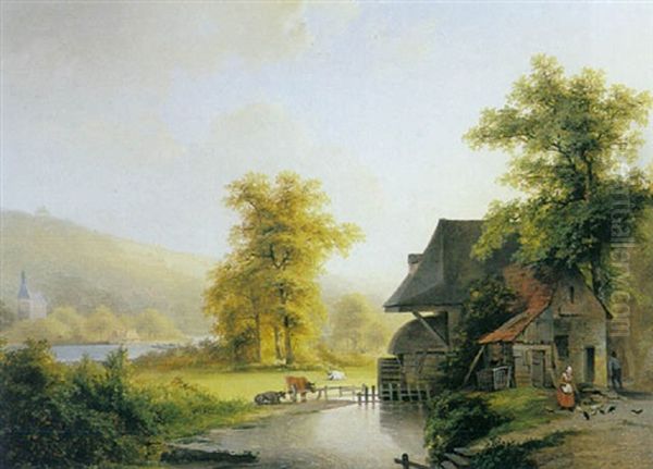 A Watermill In A River Landscape - view 1