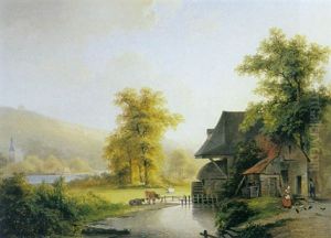 A Watermill In A River Landscape