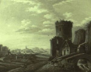 Ideale Rheinlandschaft Mit Wehrturm Und Wasserfall by Jan Jacob Fels