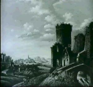 Weite Landschaft Mit Einer Stadt                            Am Strom