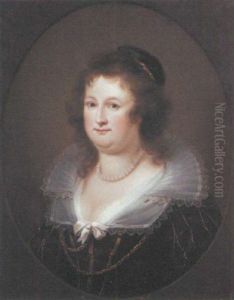 Portrait Of Maria Freiherrn Von Wamboldt Wearing 17th Century Dress by Casper Carl Felsel