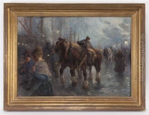 Draft Horses At The Docks by Julien t' Felt