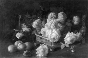 Still Life With Roses And Peaches by Frederick M. Fenety