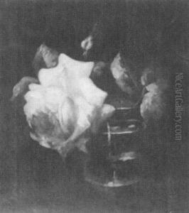 Rose In A Glass Vase by Frederick M. Fenety